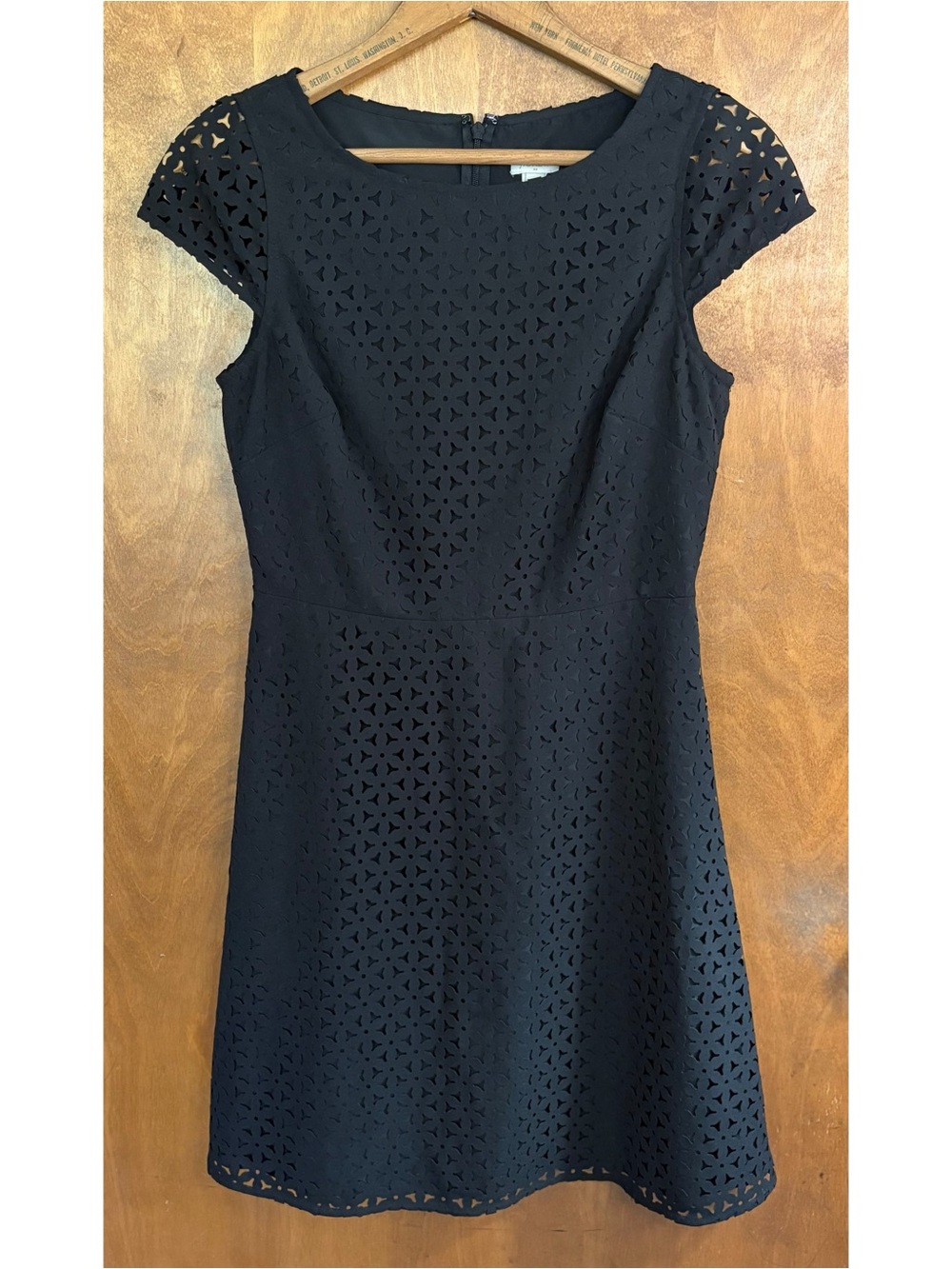 J. Crew Black Laser Cut A-Line Fit & Flare Dress Modest Formal Office Wedding 4